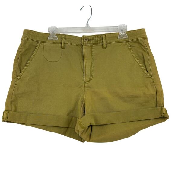 Anthropologie Chino Shorts Size 32 Light Olive High Rise Relaxed Cuffed Stretch - Picture 1 of 11